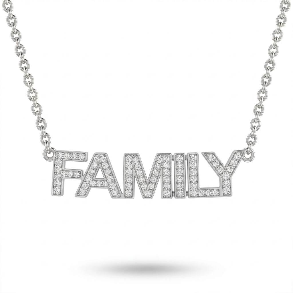 Silver Bold Identity Pavé Diamond Name Pendant Necklace