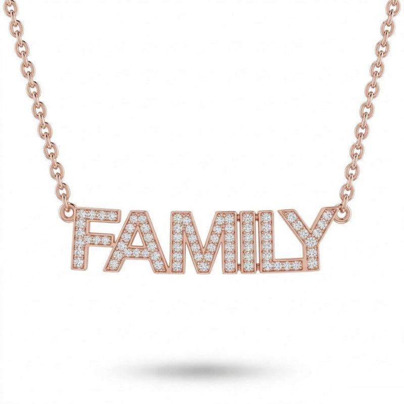 Rose Gold Bold Identity Pavé Diamond Name Pendant Necklace