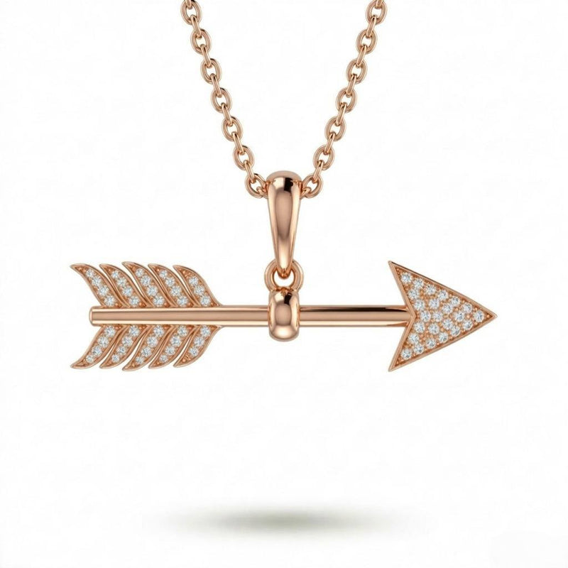 Rose Gold Arrow Pavé Diamond Pendant Necklace