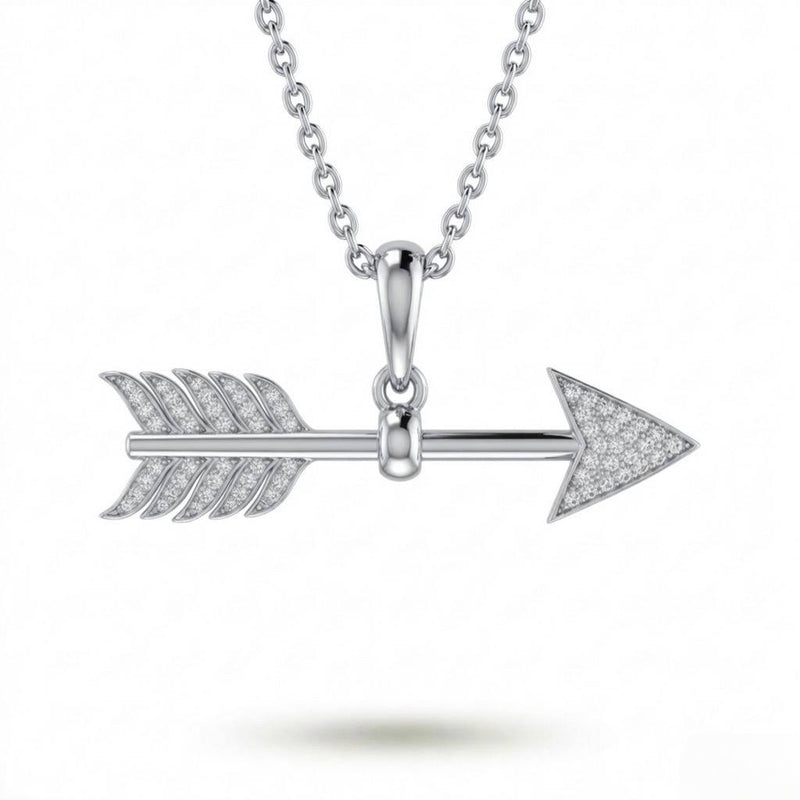 White Gold Arrow Pavé Diamond Pendant Necklace