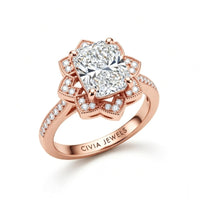 Rose Gold Radiant Diamond Vintage Halo Engagement Ring With Four Prong Setting And Pavé Band