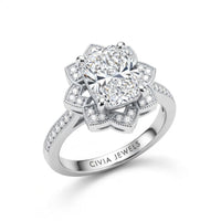 White Gold Radiant Diamond Vintage Halo Engagement Ring With Four Prong Setting And Pavé Band