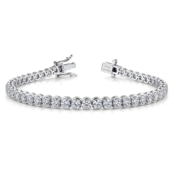 White Gold Auravelle Diamond Tennis Bracelet With Round Prong Link Design And Box Clasp Closure