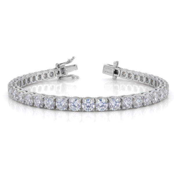 White Gold Veltrique Diamond Tennis Bracelet With Four Prong Round Link Design And Box Clasp Closure