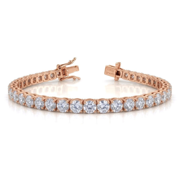 Rose Gold Veltrique Diamond Tennis Bracelet With Four Prong Round Link Design And Box Clasp Closure