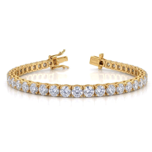Yellow Gold Veltrique Diamond Tennis Bracelet With Four Prong Round Link Design And Box Clasp Closure