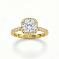 Yellow Gold Cushion Diamond Halo Engagement Ring With Pavé Band Design
