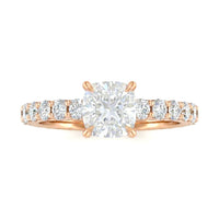 Rose Gold Cushion Diamond Engagement Ring With Pavé Band Design