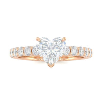 Rose Gold Heart Diamond Engagement Ring With Pavé Band Design