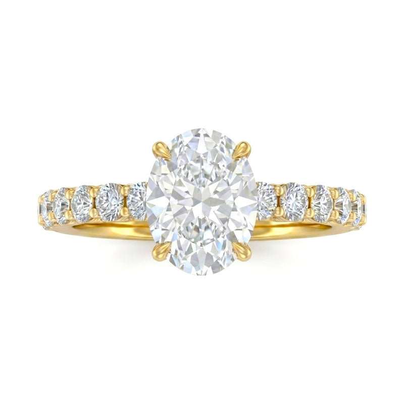 Yellow Gold Oval Diamond Engagement Ring With Pavé Band Design