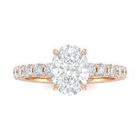 Rose Gold Oval Diamond Engagement Ring With Pavé Band Design