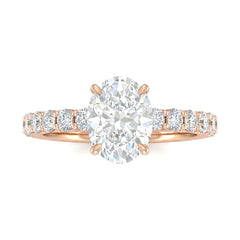Rose Gold Oval Diamond Engagement Ring With Pavé Band Design