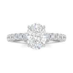 White Gold Oval Diamond Engagement Ring With Pavé Band Design
