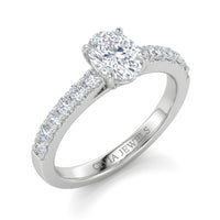 White Gold Oval Diamond Engagement Ring With Pavé Band Design