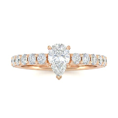 Rose Gold Pear Diamond Engagement Ring With Pavé Band Design