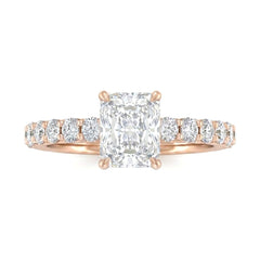 Rose Gold Radiant Diamond Engagement Ring With Pavé Band Design