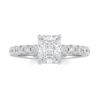 White Gold Radiant Diamond Engagement Ring With Pavé Band Design