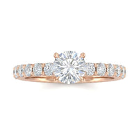 Rose Gold Round Diamond Engagement Ring With Pavé Band Design