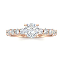 Rose Gold Round Diamond Engagement Ring With Pavé Band Design