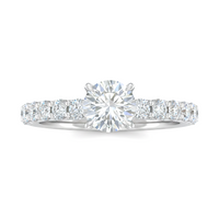 White Gold Round Diamond Engagement Ring With Pavé Band Design