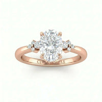 Rose Gold Oval Diamond Engagement Ring With Floral Cluster Side Design