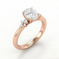 Rose Gold Oval Diamond Engagement Ring With Floral Cluster Side Design