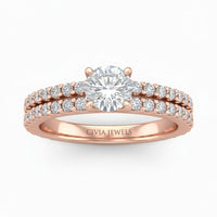 Rose Gold Round Diamond Engagement Ring With Split Pavé Band Design