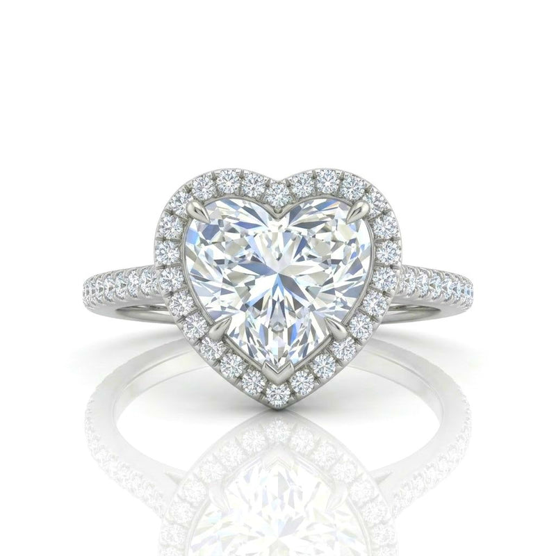 White Gold Heart Halo Diamond Engagement Ring