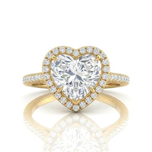 Yellow Gold Heart Halo Diamond Engagement Ring