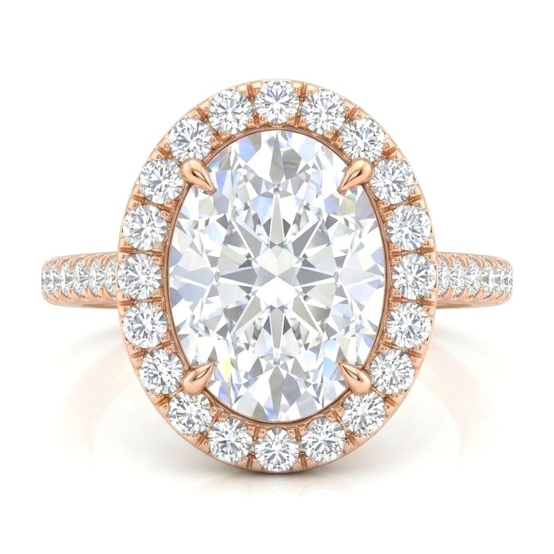 Rose Gold Oval Halo Diamond Engagement Ring