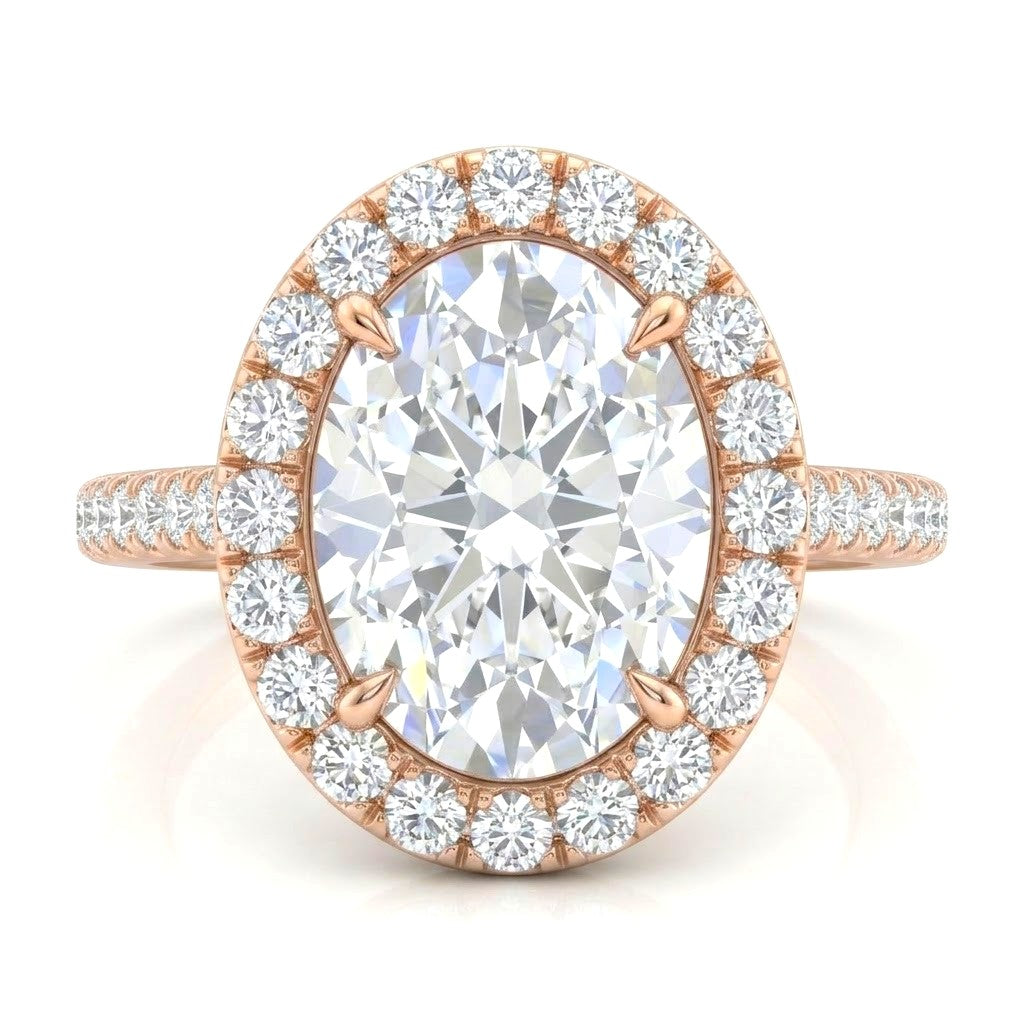 Rose Gold Oval Halo Diamond Engagement Ring