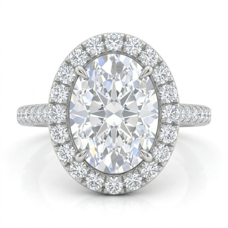 White Gold Oval Halo Diamond Engagement Ring