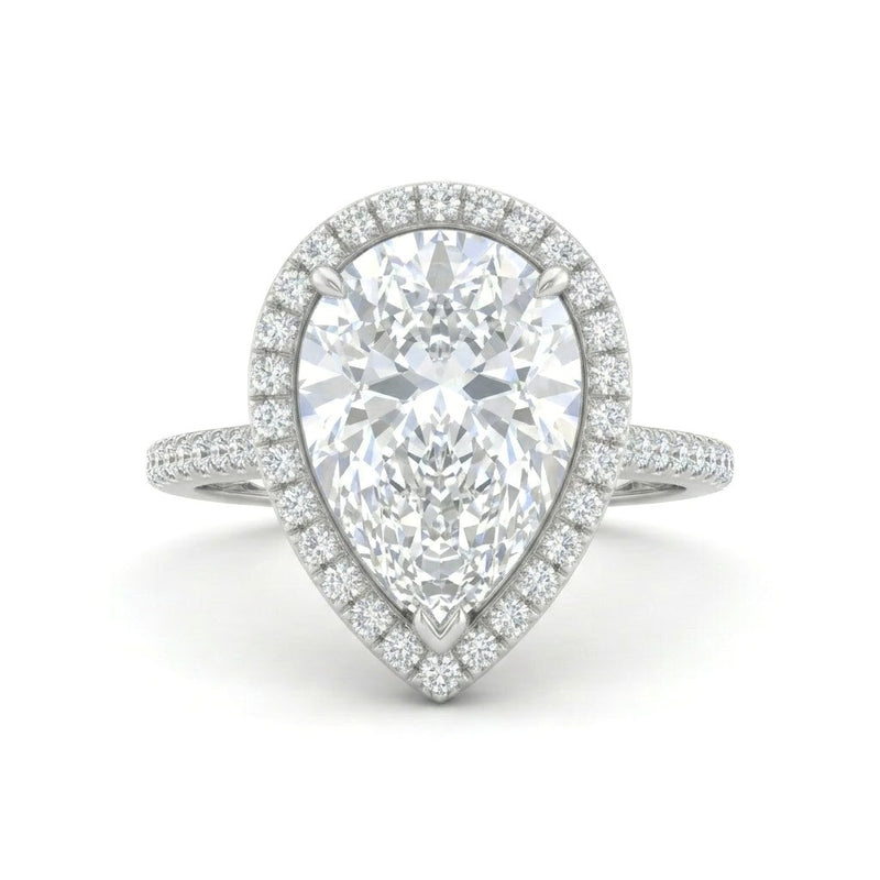White Gold Pear Halo Diamond Engagement Ring