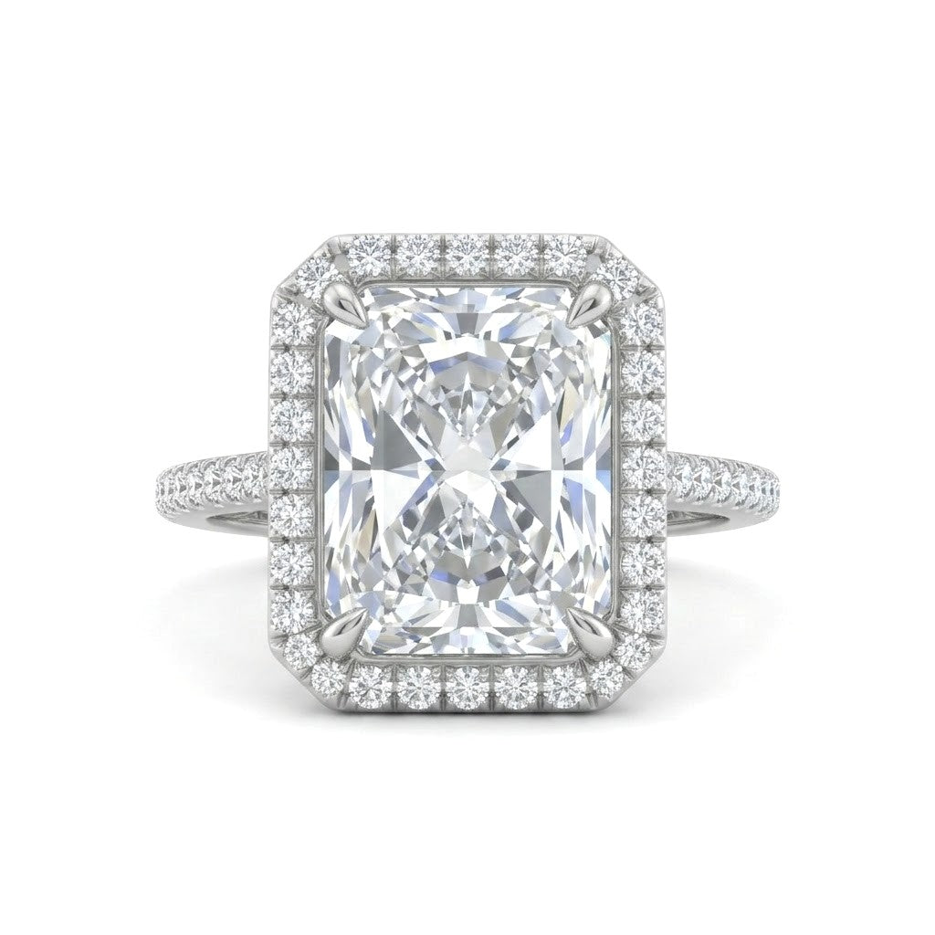 White Gold Radiant Halo Diamond Engagement Ring