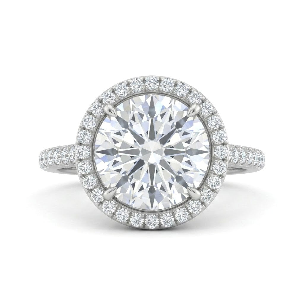 White Gold Round Halo Diamond Engagement Ring