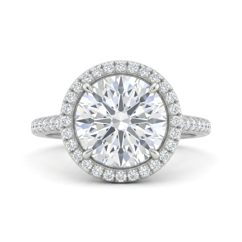 Silver Round Halo Diamond Engagement Ring