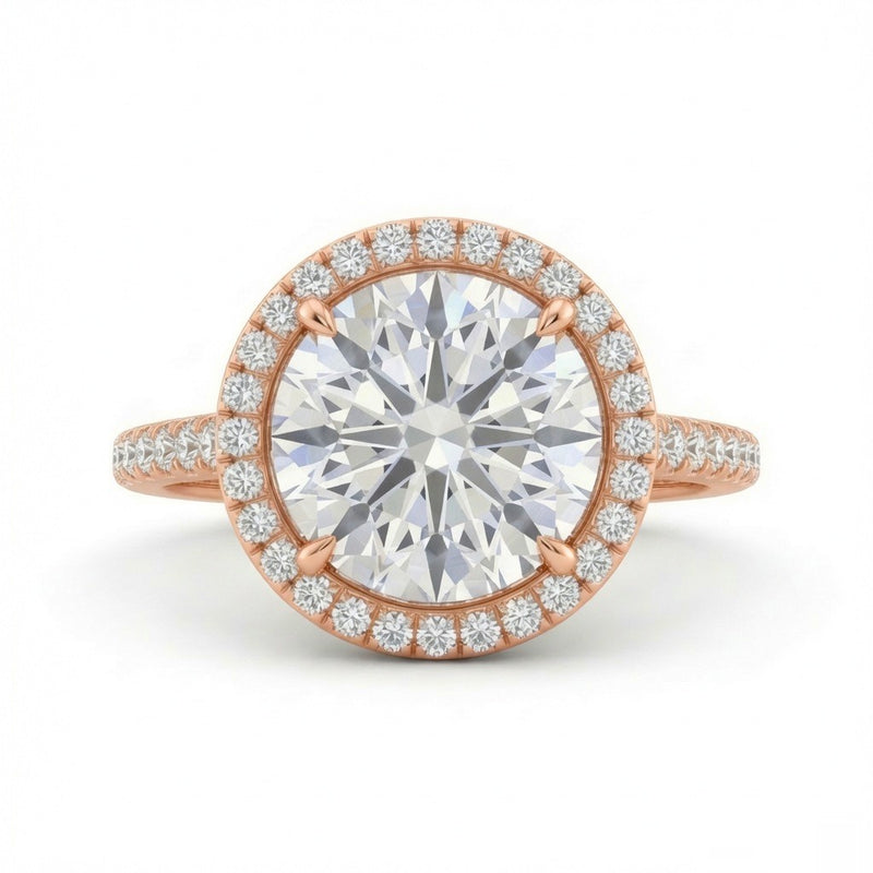 Rose Gold Round Halo Diamond Engagement Ring
