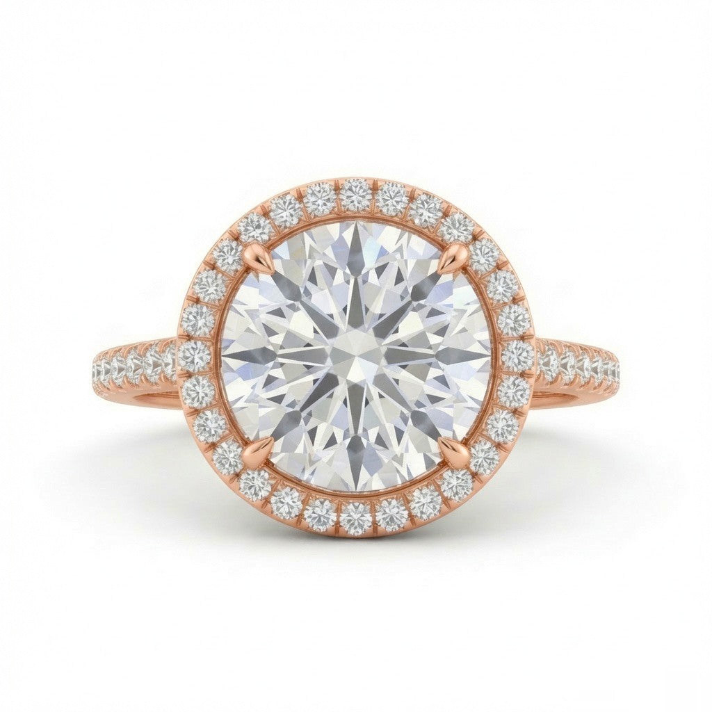 Rose Gold Round Halo Diamond Engagement Ring