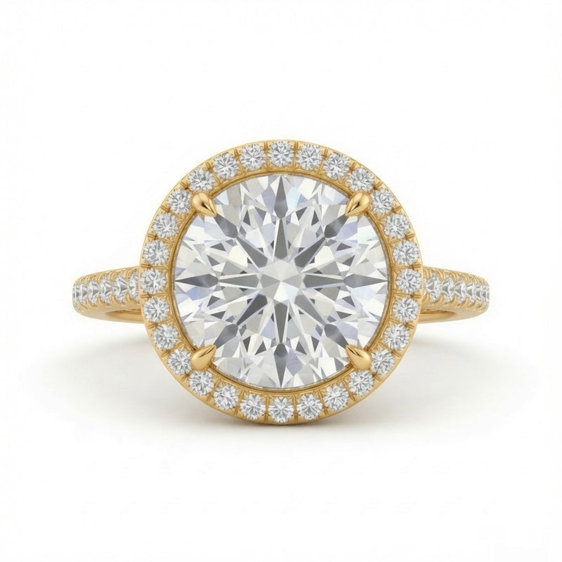 Yellow Gold Round Halo Diamond Engagement Ring