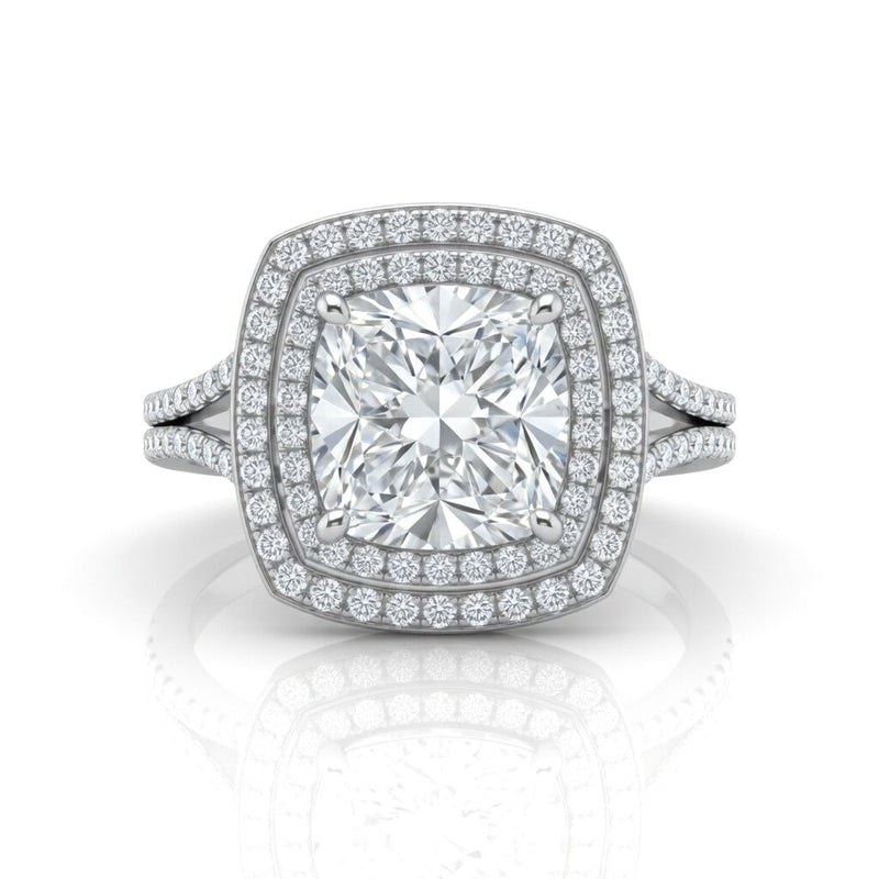 White Gold Seraphina Cushion Double Halo Diamond Engagement Ring
