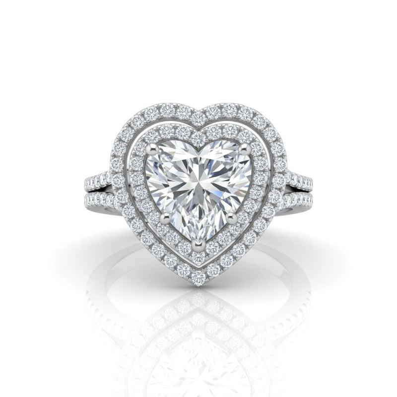 White Gold Seraphina Heart Double Halo Diamond Engagement Ring