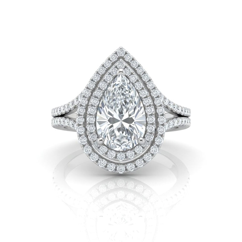 White Gold Seraphina Pear Double Halo Diamond Engagement Ring