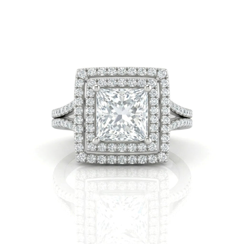 Silver Seraphina Princess Double Halo Diamond Engagement Ring