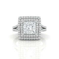 Silver Seraphina Princess Double Halo Diamond Engagement Ring