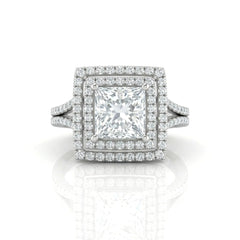 Silver Seraphina Princess Double Halo Diamond Engagement Ring