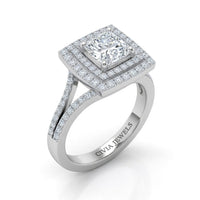 Silver Seraphina Princess Double Halo Diamond Engagement Ring