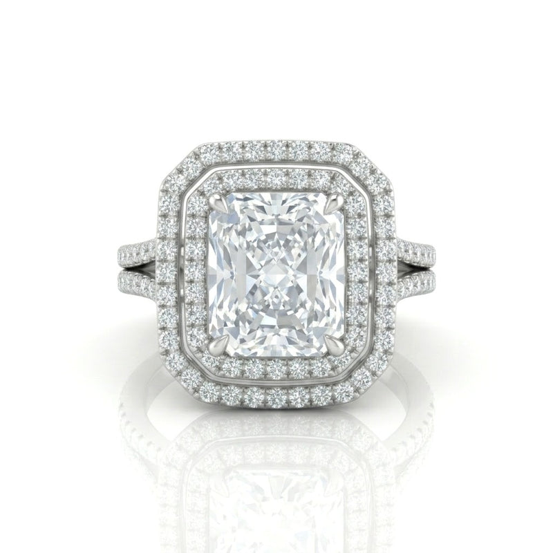 Silver Seraphina Radiant Double Halo Diamond Engagement Ring