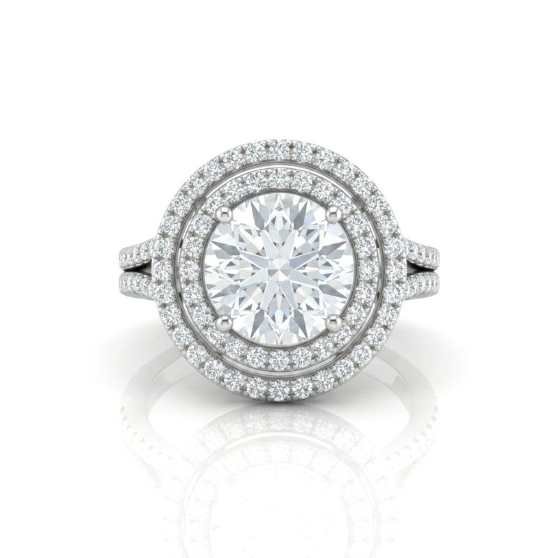 Silver Seraphina Round Double Halo Diamond Engagement Ring