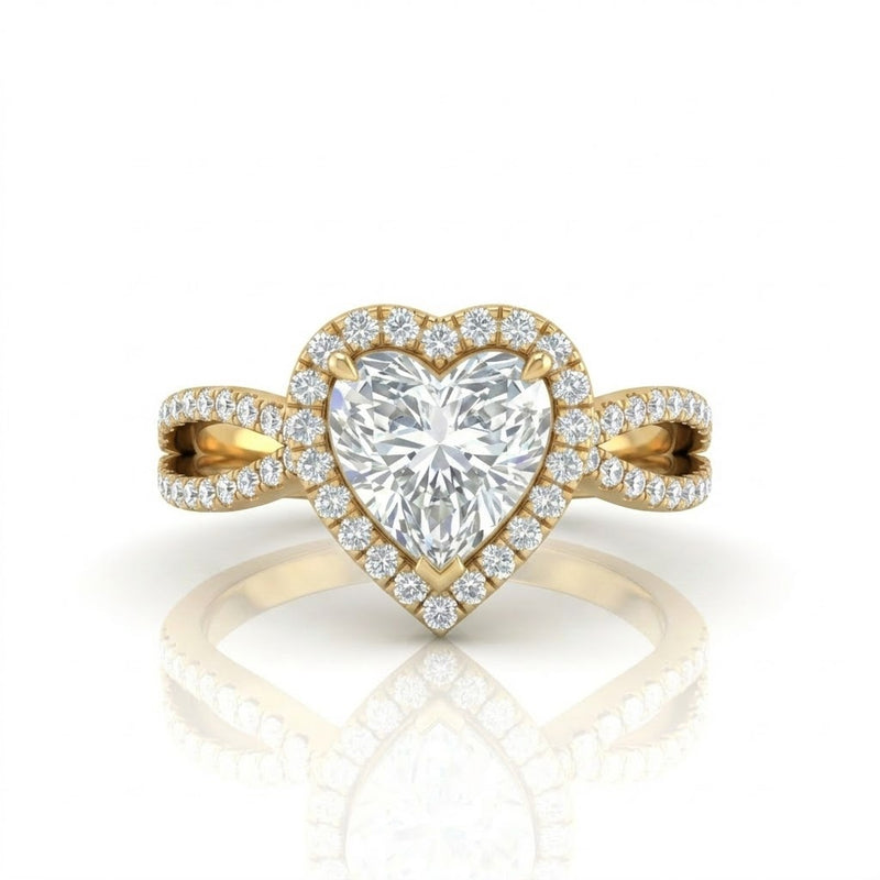 Yellow Gold Veloura Infinity Halo Heart Diamond Engagement Ring