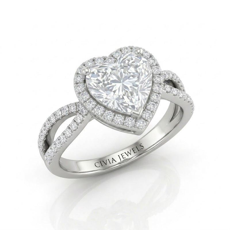 White Gold Veloura Infinity Halo Heart Diamond Engagement Ring